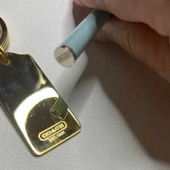 Coach Gold and Blue Leatherware Keychain and Coach Pen - Picture 4 of 5